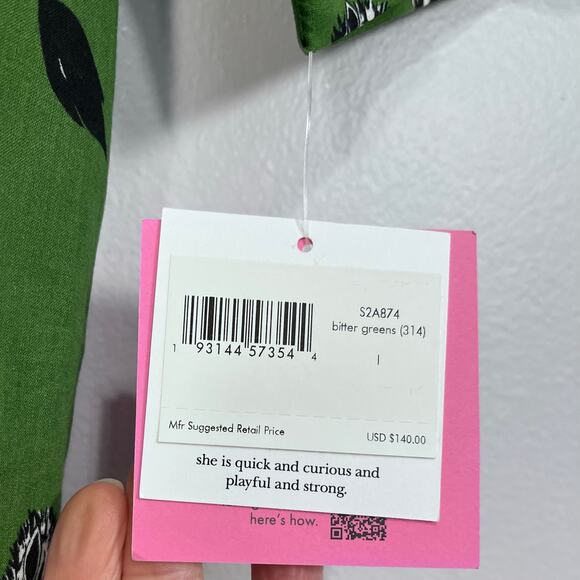 Kate Spade Zebra Print Green Tunic Top Cover Up Womens L Bitter Greens Nwt - Picture 5 of 11